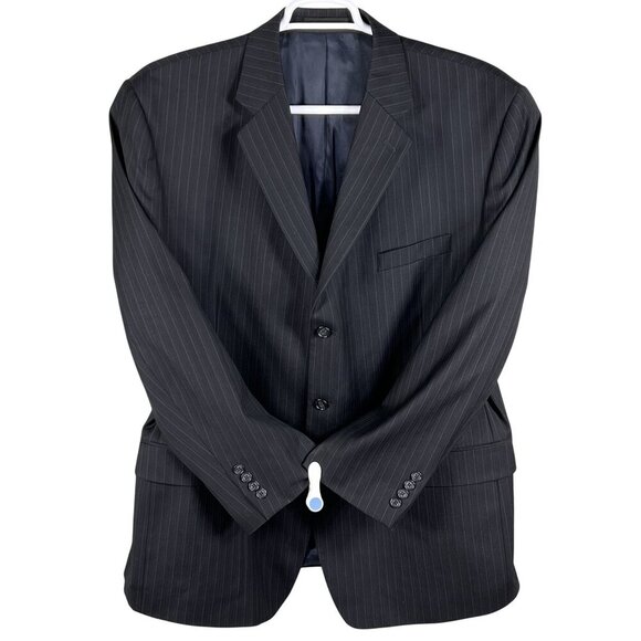 Calvin Klein Mens 44R Blue Pinstripe Wool Single Breasted Sport Coat Old Money - Picture 4 of 16